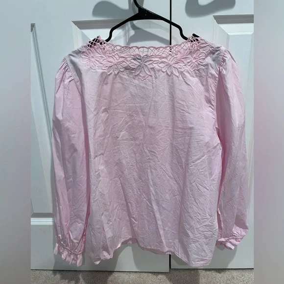 JCrew Pink Long Sleeve with Crochet Detail - Picture 8 of 8